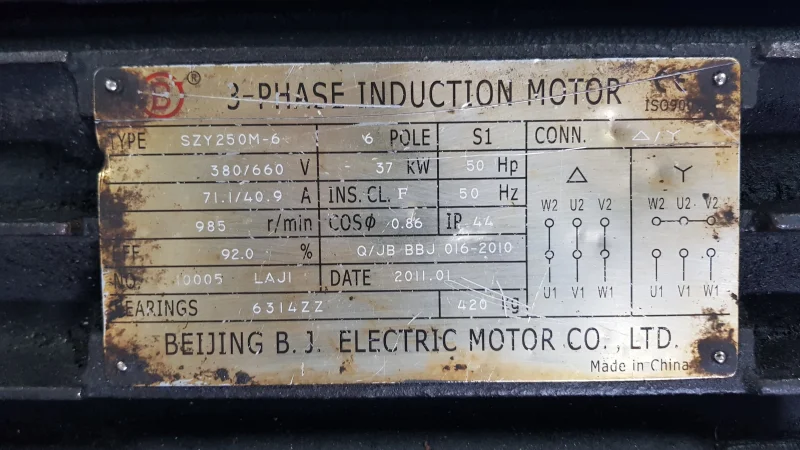 37 kw (50 HP) AC 1000 Devir (d/d) Trifaze Elektrik Motoru (Flanşlı Tip)